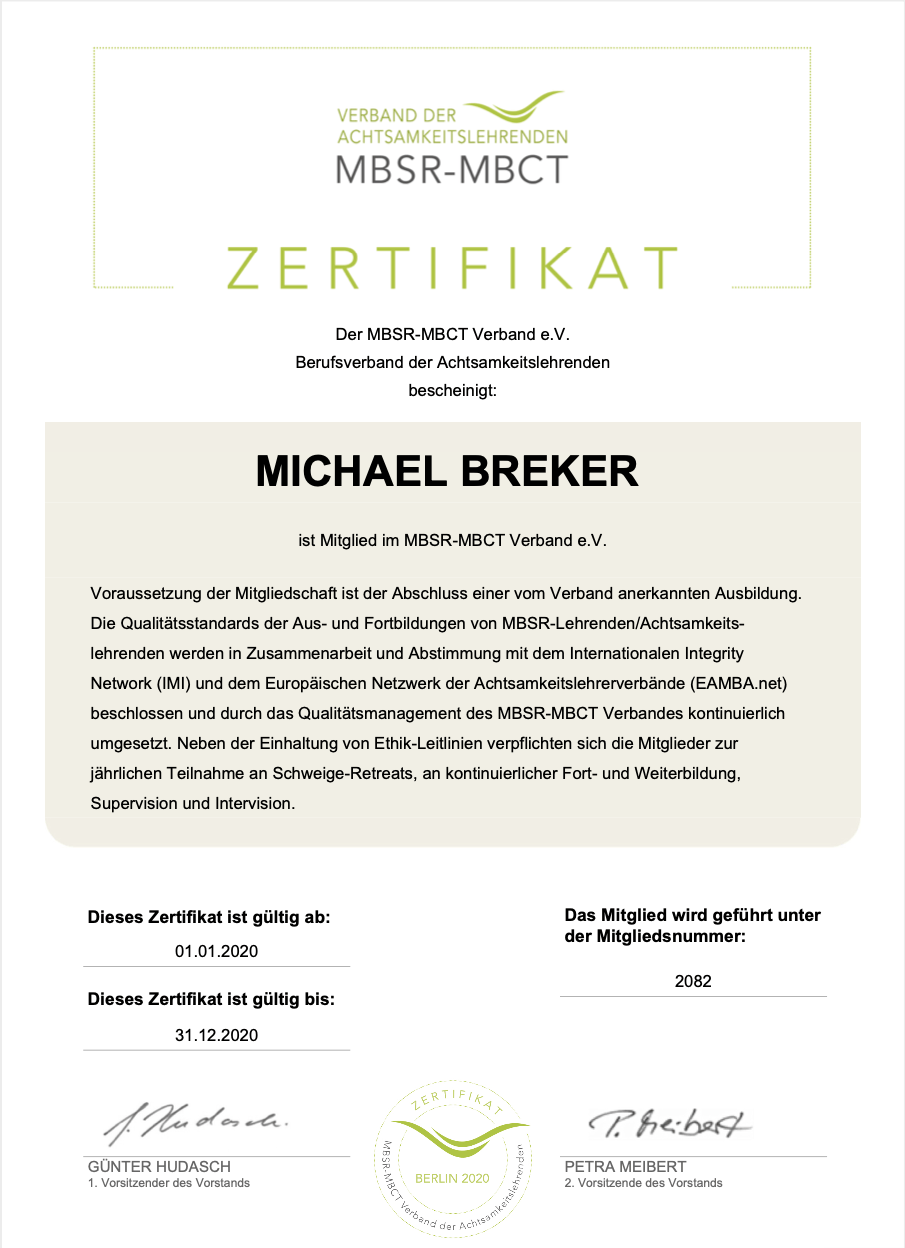 MBSR-Zertifikat