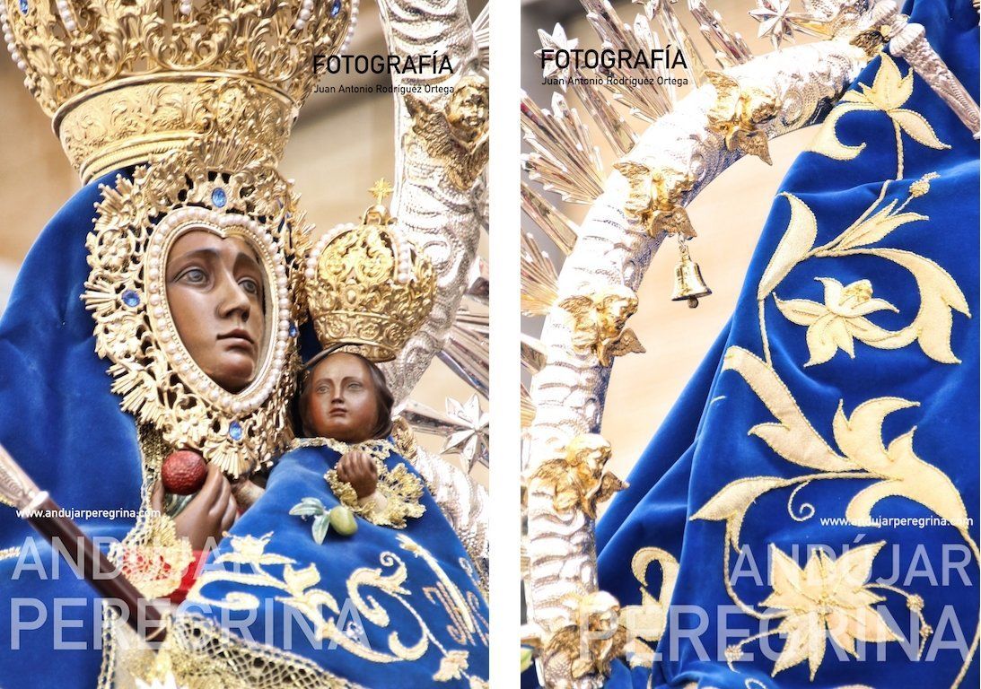 Estampas de la procesión virgen de la cabeza de Torredelcampo en procesion