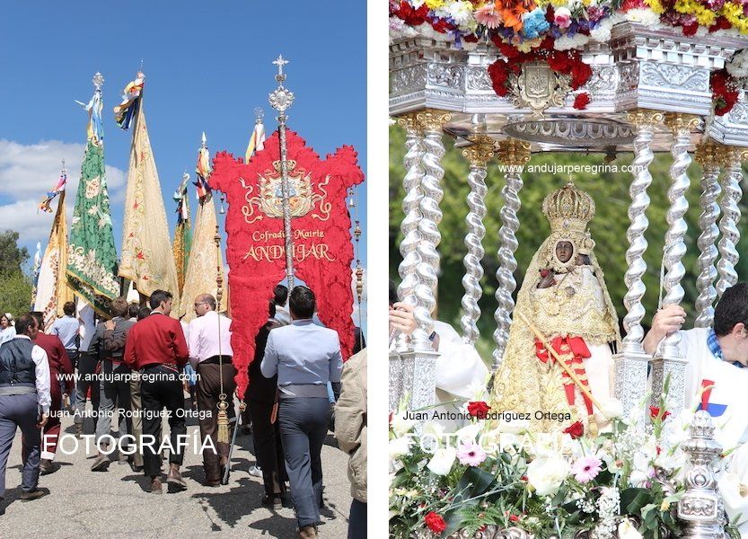cofradia de andujar con la virgen de la cabeza en procesion
