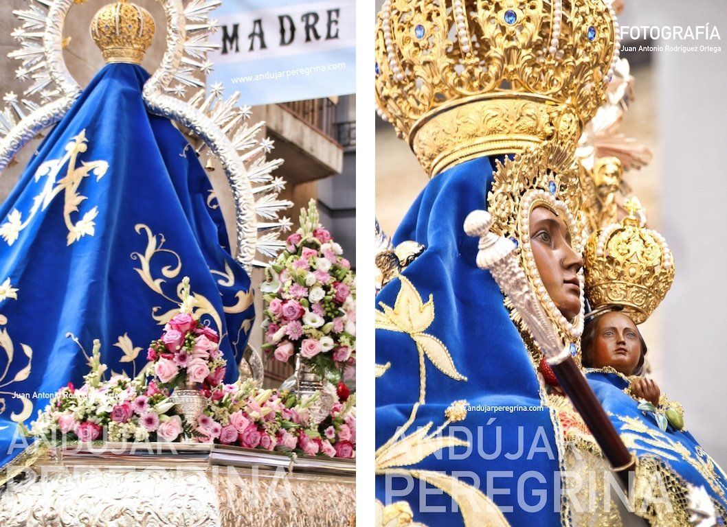 La Virgen vestida de Reina en su procesión manto corona rostrillo Virgen cabeza torredelcampo