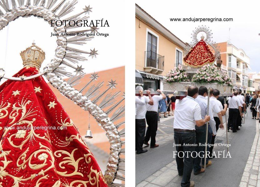 Manto bordado en oro de la Virgen de la Cabeza de Daimiel Virgen de la Cabeza de Daimiel vestida con manto rojo