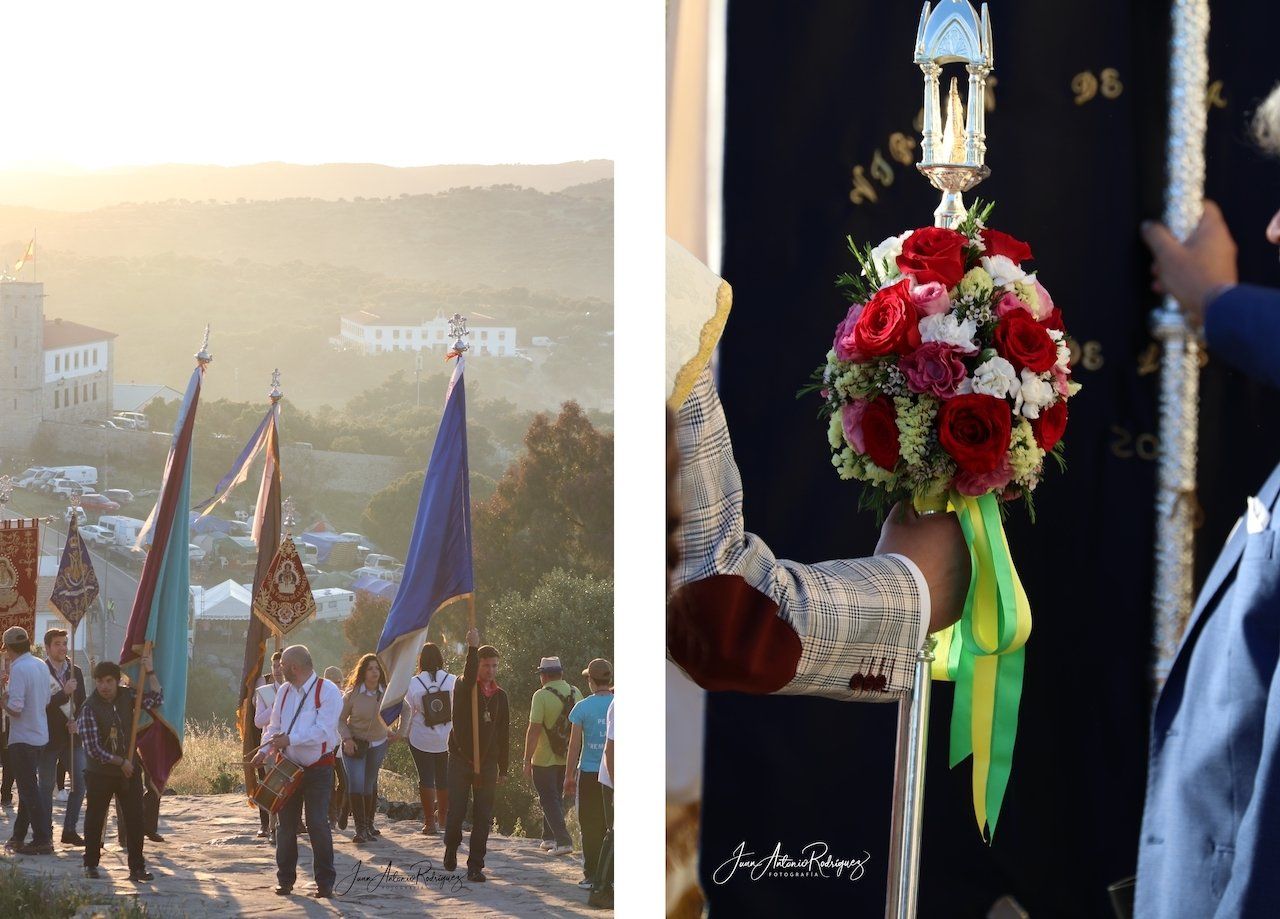 banderas tambores y cetro virgen de la cabeza