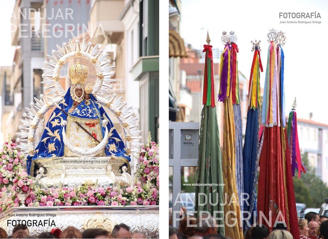 La Morenita y las banderas de la cofradía Torredelcampo banderas cofradia virgen cabeza torredelcampo