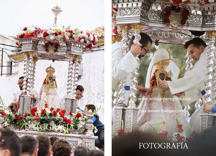 trinitarios tapan la virgen de la cabeza