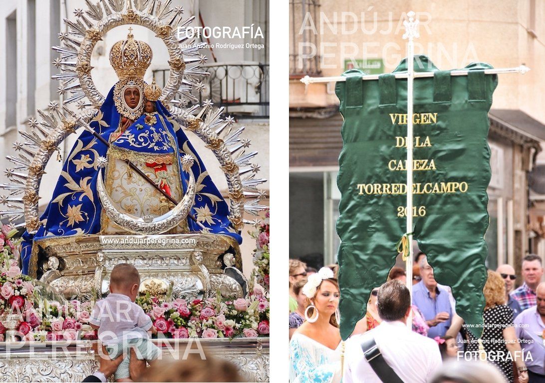 Virgen de la Cabeza y estandarte de Torredelcampo cofradia filial virgen cabeza torredelcampo