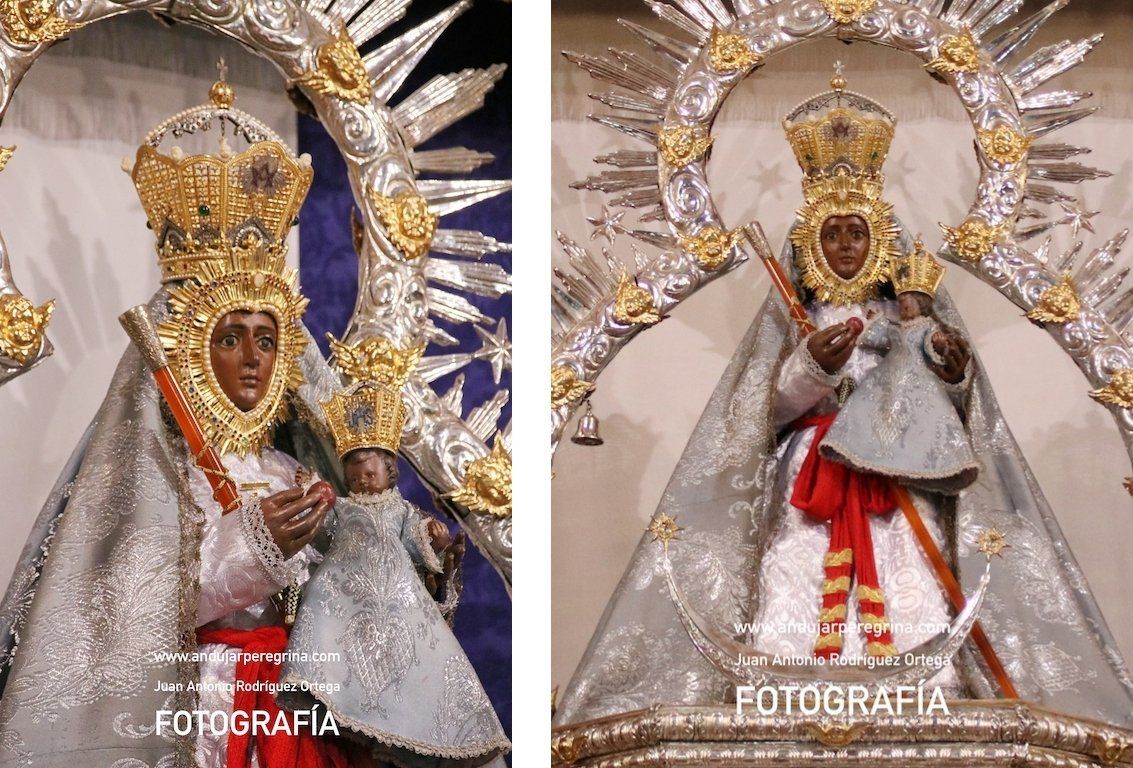 Imgen vicaria Virgen de la Cabeza entronizada en altar de la Novena