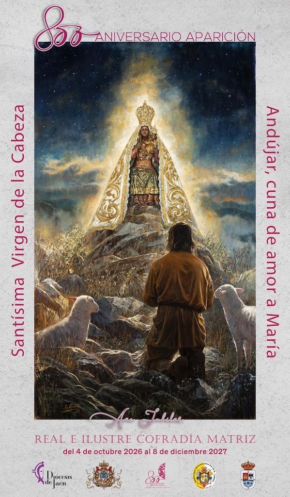 cartel pintura ochocientos aniversario aparicion virgen de la cabeza andujar