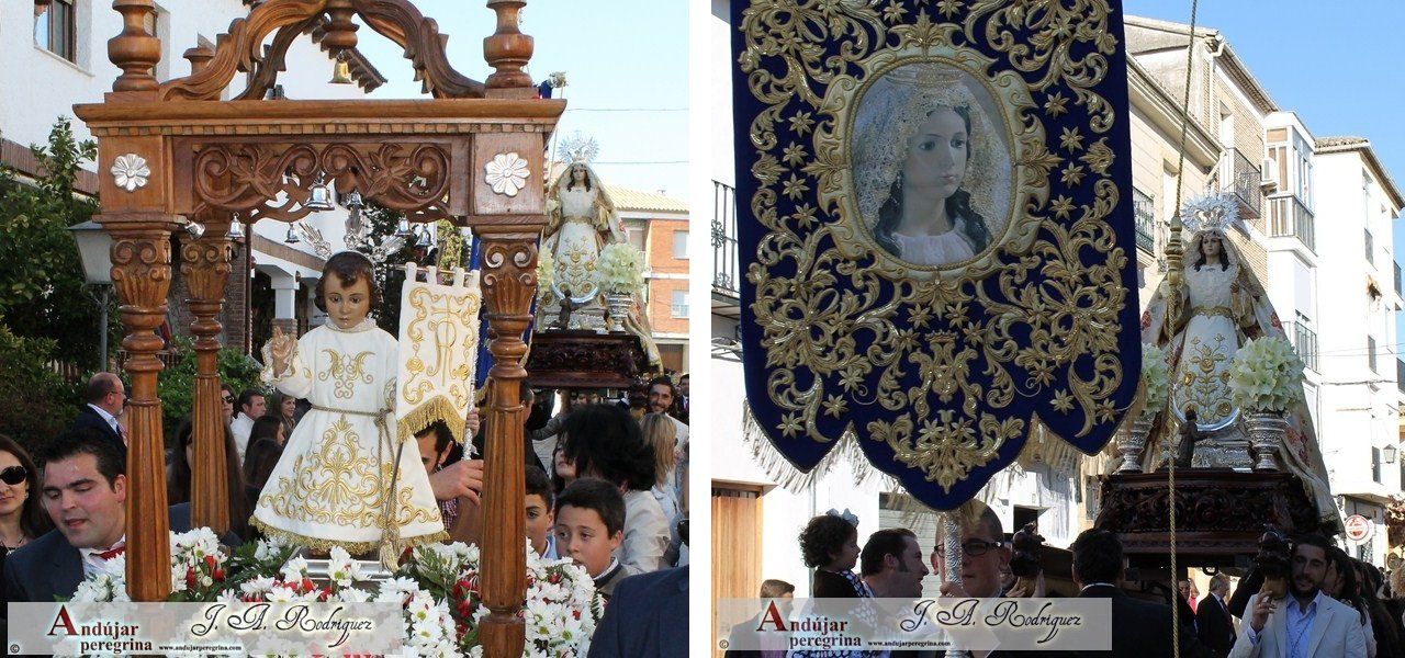 Virgen de la Cabeza y Niño Jesus en procesion por Baeza