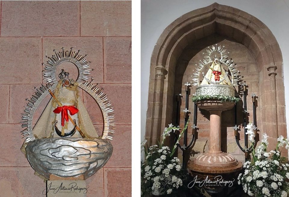 Antes y después de la restauración de la Virgen restauración virgen cabeza andujar san Miguel