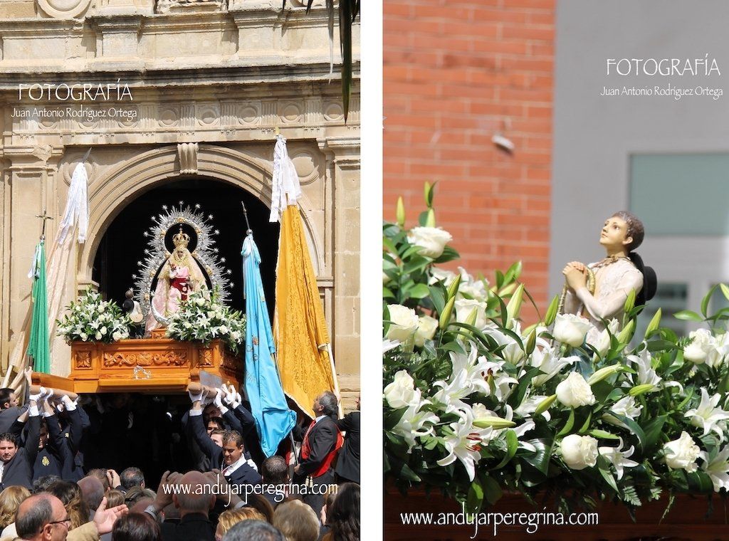 banderas cofradia filial mengibar en procesion