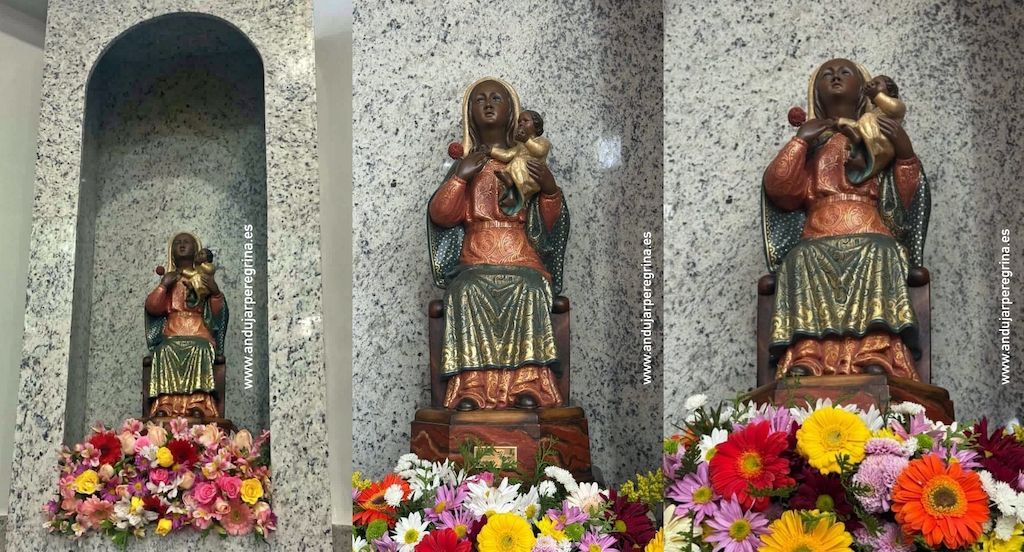 Virgen de la Cabeza de Brasil expuesta en veneracion en la parroquia