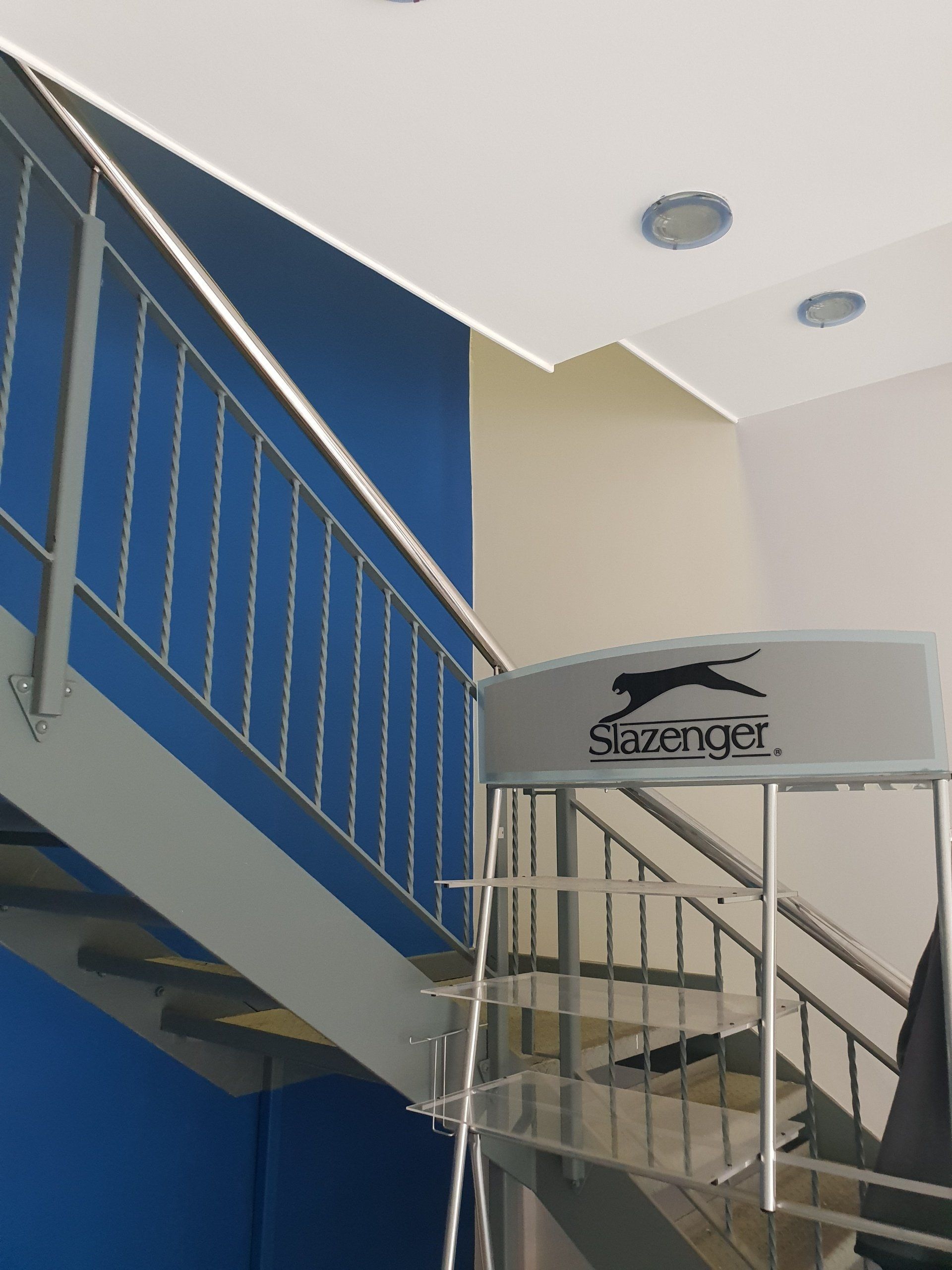 blue painted stairwell