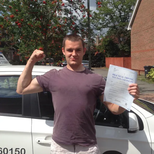 Joel passed his test in Redhill