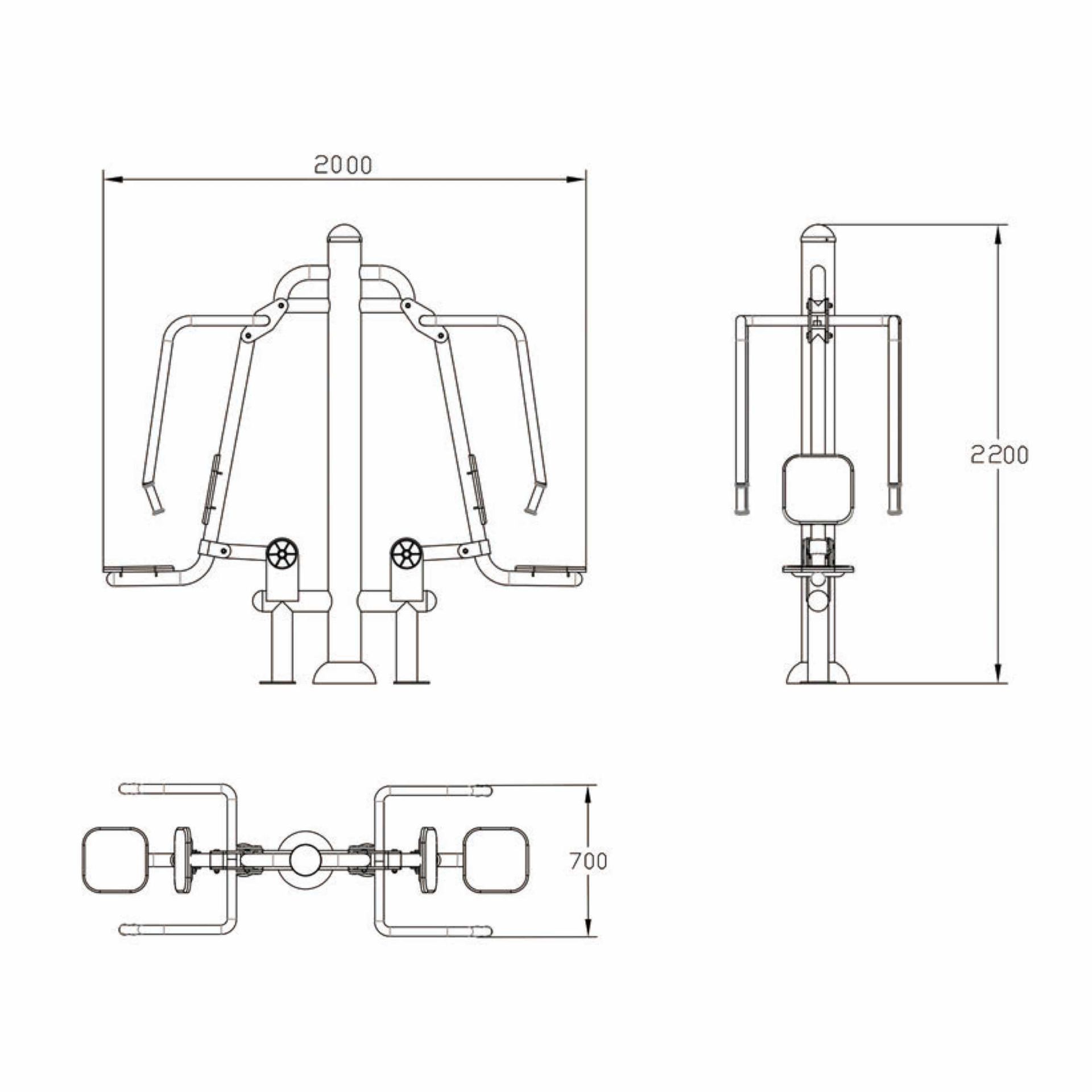 OPTACT-001 OPTIFIT ACTIVE OUTDOOR DOUBLE CHEST PRESS DIMENSIONS