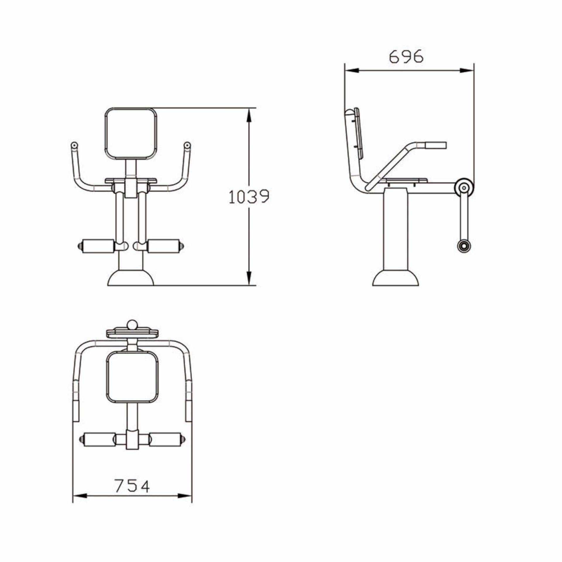 OPTACT-012 OPTIFIT ACTIVE OUTDOOR LEG EXTENSION DIMENSIONS