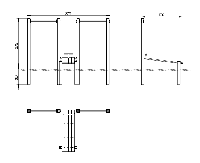 OPTAGI-010 OPTIFIT AGILE CLASSIC PULL UP STATION DIMENSIONS