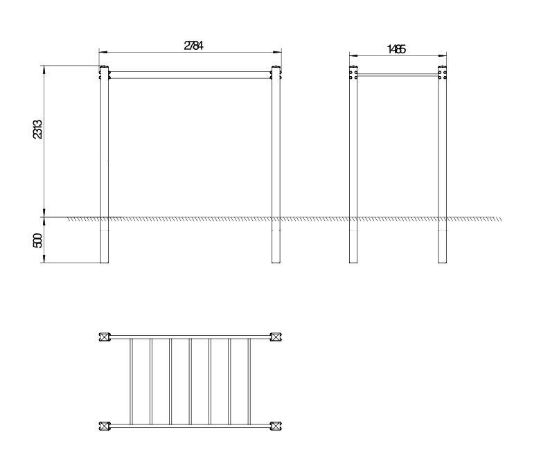 OPTAGI-012 OPTIFIT AGILE MONKEY BARS DIMENSIONS