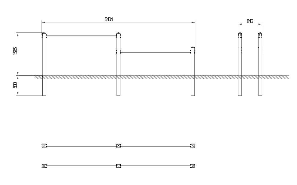 OPTAGI-013 OPTIFIT AGILE DUAL PARALLEL BARS DIMENSIONS