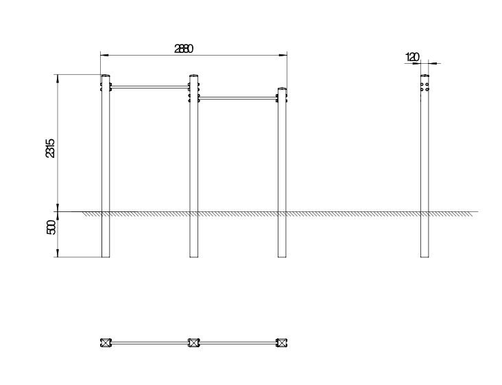 OPTAGI-014 OPTIFIT AGILE DUAL PULL UP STATION DIMENSIONS