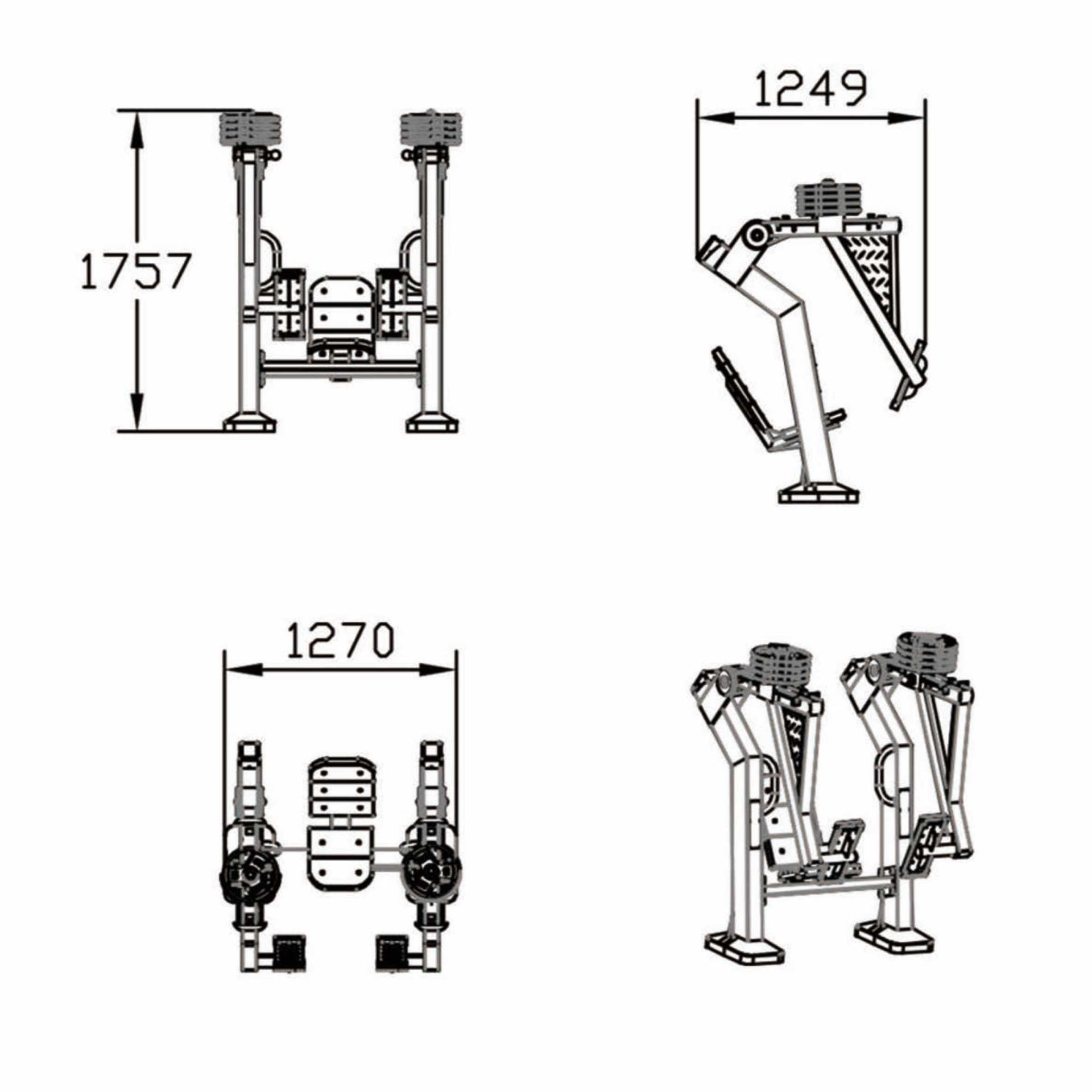 OPTIGN-003 OPTIFIT IGNITE OUTDOOR VARIABLE LOAD LEG PRESS DIMENSIONS