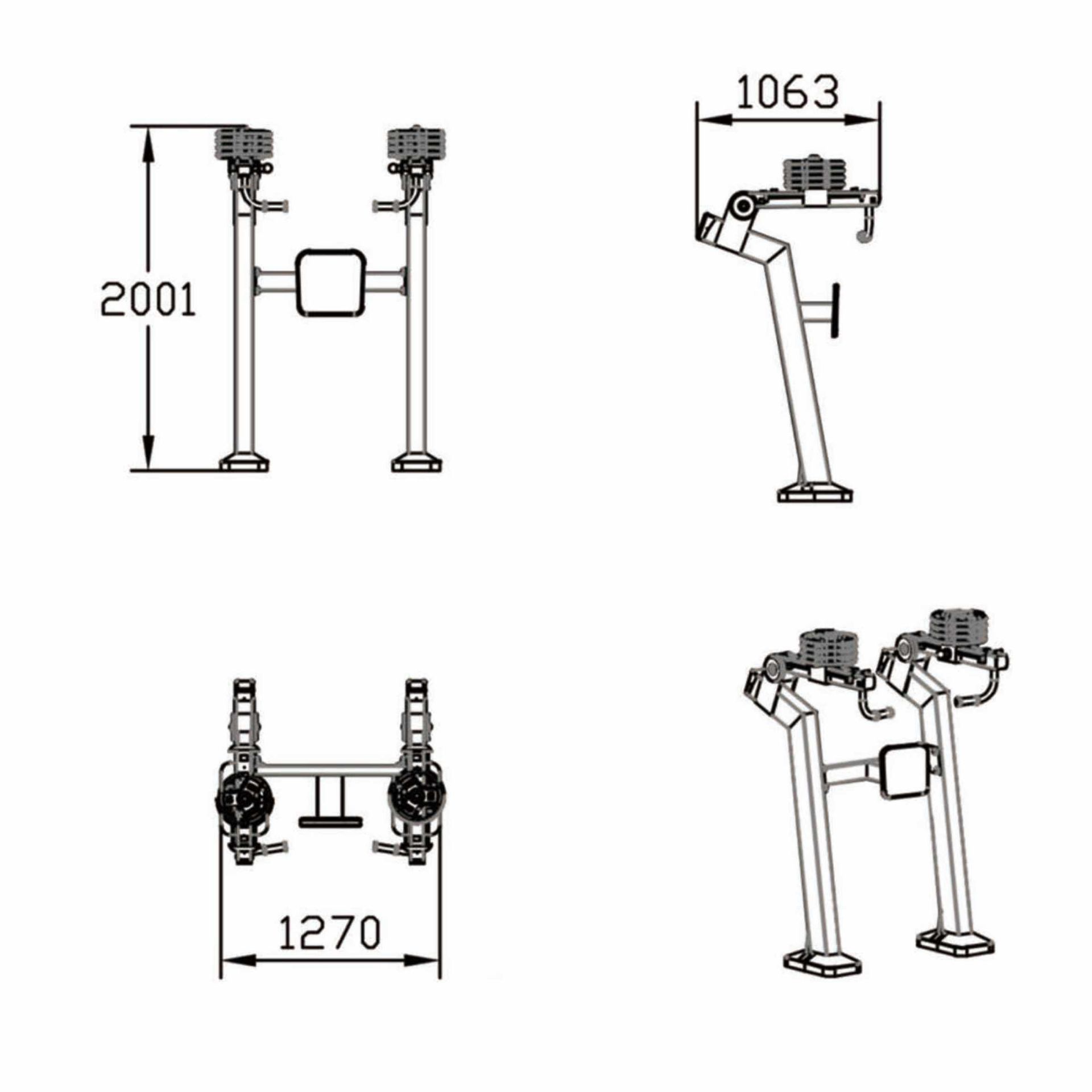 OPTIGN-005 OPTIFIT IGNITE OUTDOOR VARIABLE LOAD SHOULDER PRESS DIMENSIONS