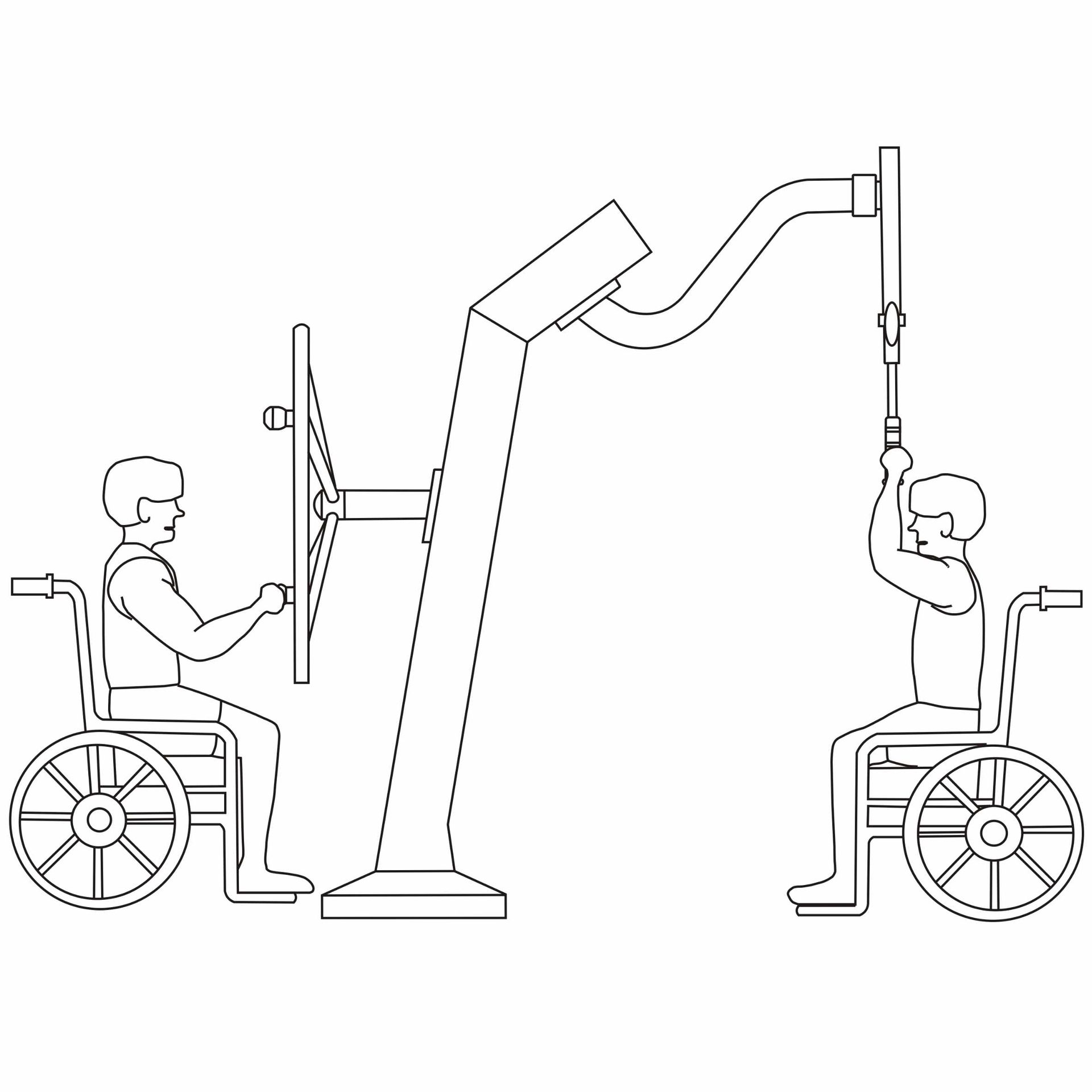 OPTMOT-001 MOTION OUTDOOR DUAL ARM WHEEL STATION AND ARM EXTENSION WHEELCHAIR STATION MOVEMENT