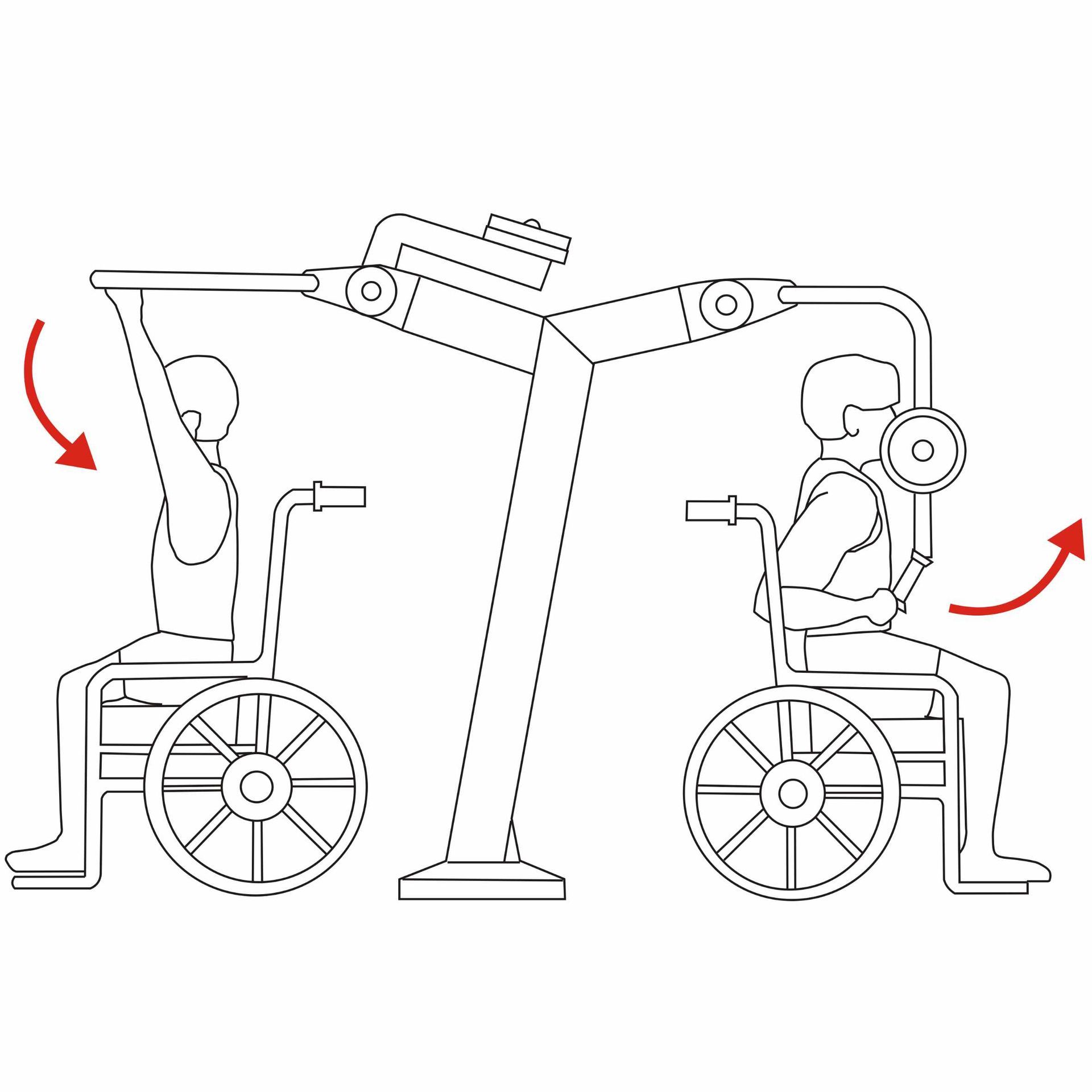 OPTMOT-004 MOTION OUTDOOR DUAL CHEST PRESS AND PULLDOWN WHEELCHAIR STATION MOVEMENT