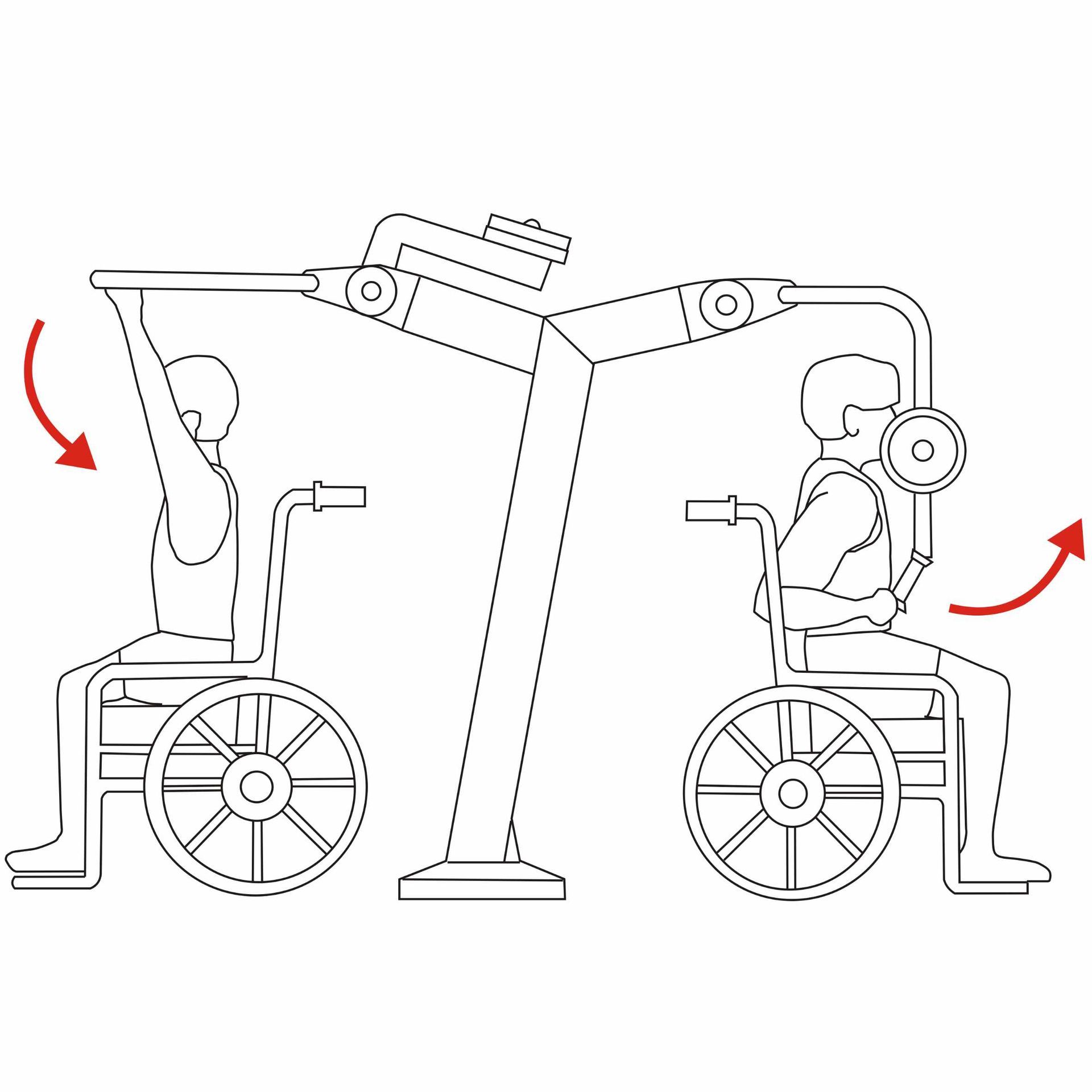 OPTMOT-004 MOTION OUTDOOR DUAL CHEST PRESS AND PULLDOWN WHEELCHAIR STATION MOVEMENT OPTMOT-004 MOTION OUTDOOR DUAL CHEST PRESS AND PULLDOWN WHEELCHAIR STATION MOVEMENT