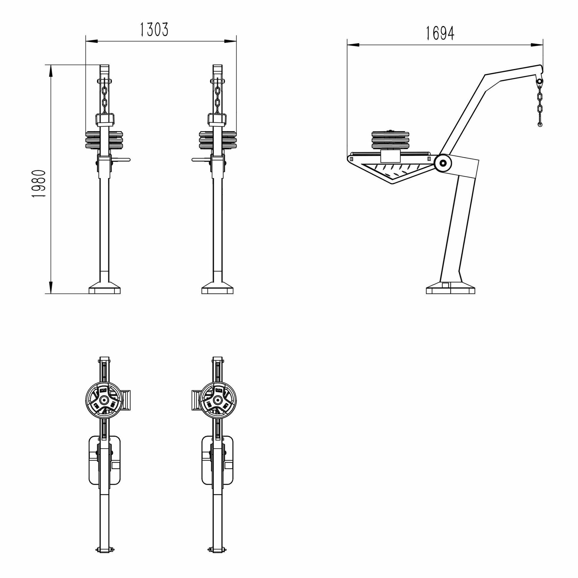 OPTMOT-006 MOTION OUTDOOR VARIABLE LOAD PULLDOWN WHEELCHAIR STATION DIMENSIONS