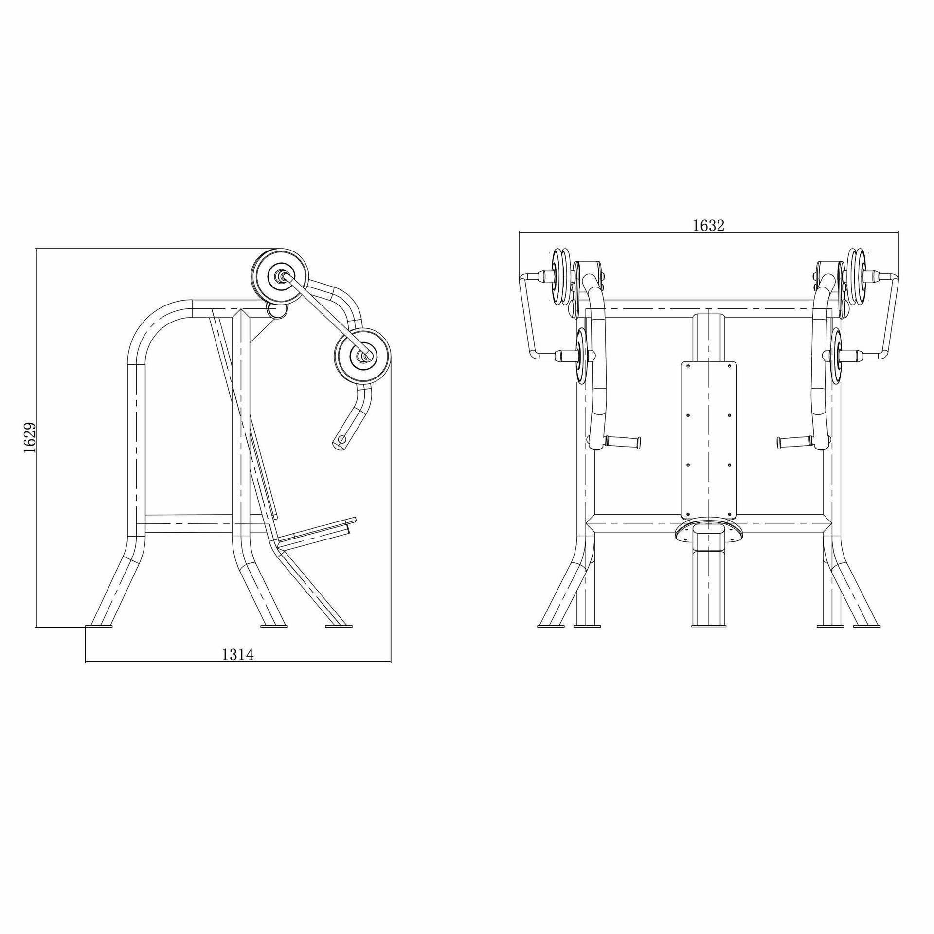 OPTPRI-006 OPTIFIT PRIME OUTDOOR VARIABLE LOAD CHEST PRESS DIMENSIONS