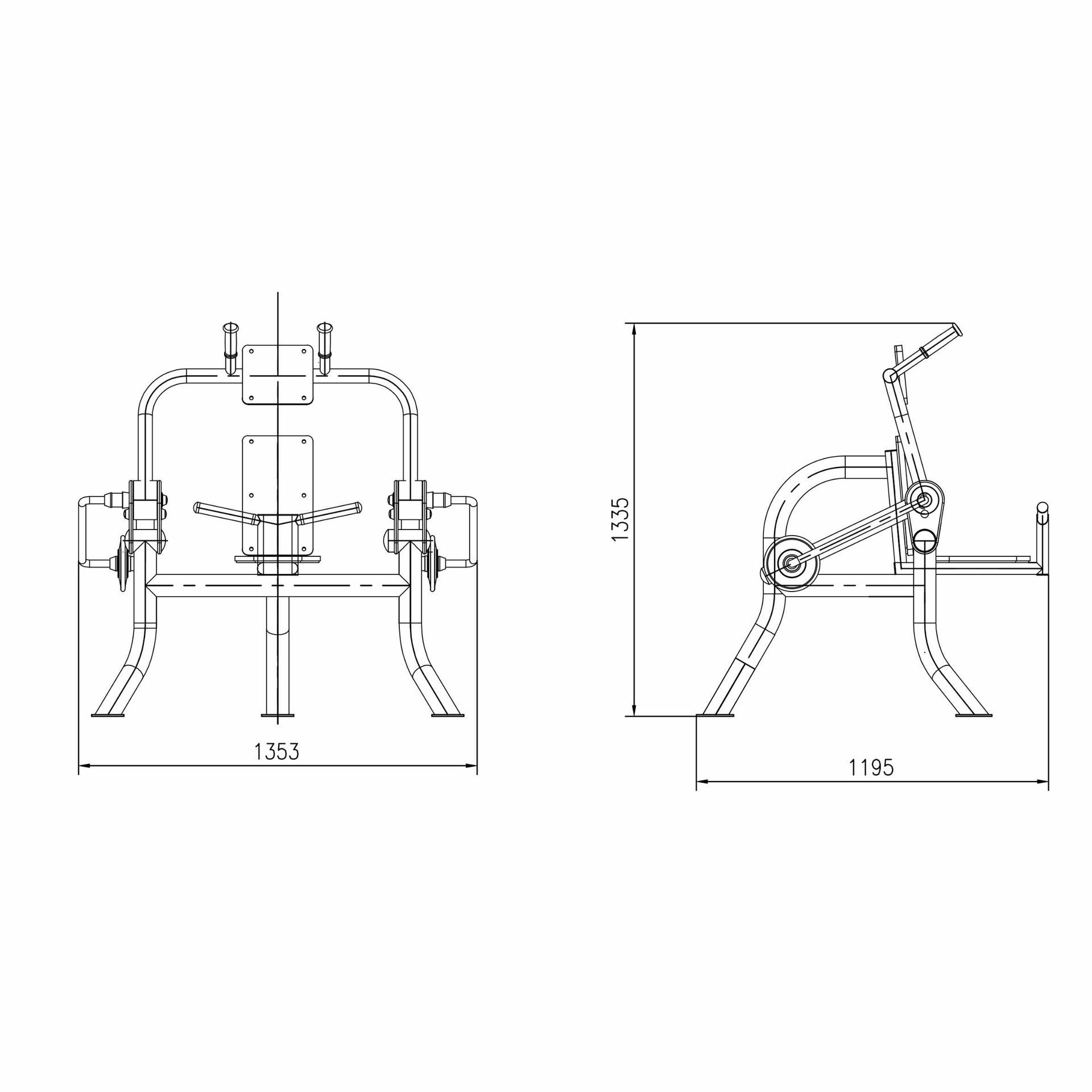 OPTPRI-009 OPTIFIT PRIME OUTDOOR VARIABLE LOAD ABDOMINAL CRUNCH DIMENSIONS