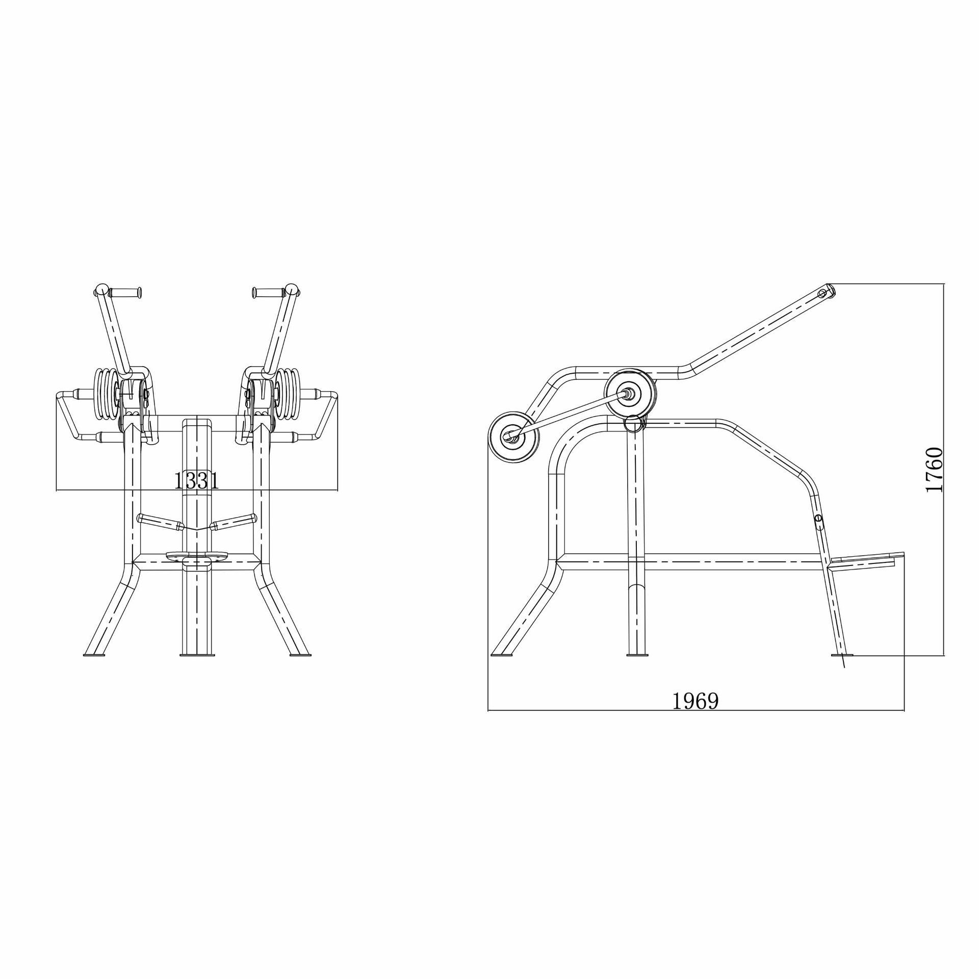 OPTPRI-010 OPTIFIT PRIME OUTDOOR VARIABLE LOAD LAT PULLDOWN DIMENSIONS