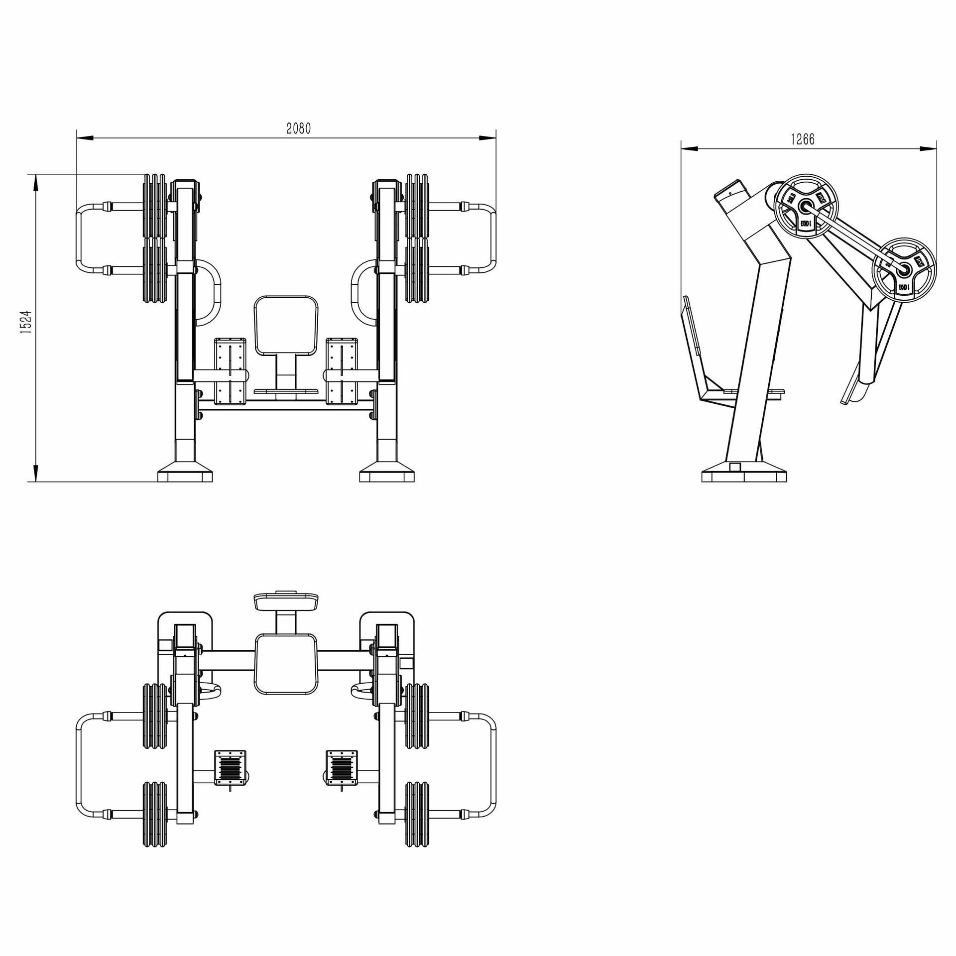 OPTSTR-003 OPTIFIT STRIVE OUTDOOR PLATE LOADED LEG PRESS DIMENSIONS