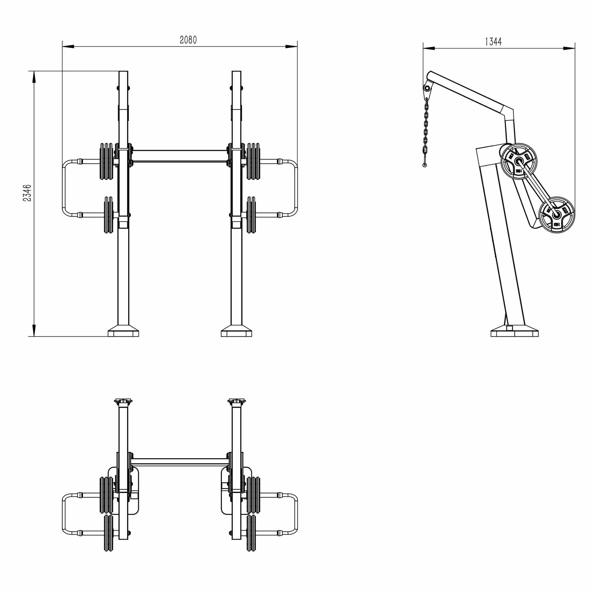 OPTSTR-004 OPTIFIT STRIVE OUTDOOR PLATE LOADED PULLDOWN DIMENSIONS