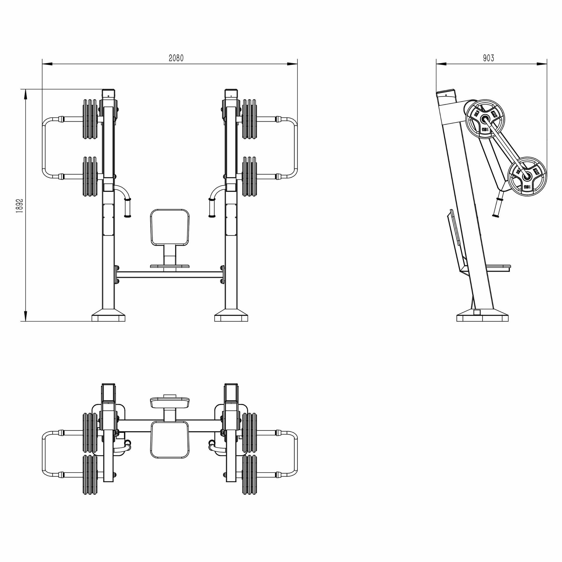 OPTSTR-006 OPTIFIT STRIVE OUTDOOR PLATE LOADED CHEST PRESS DIMENSIONS