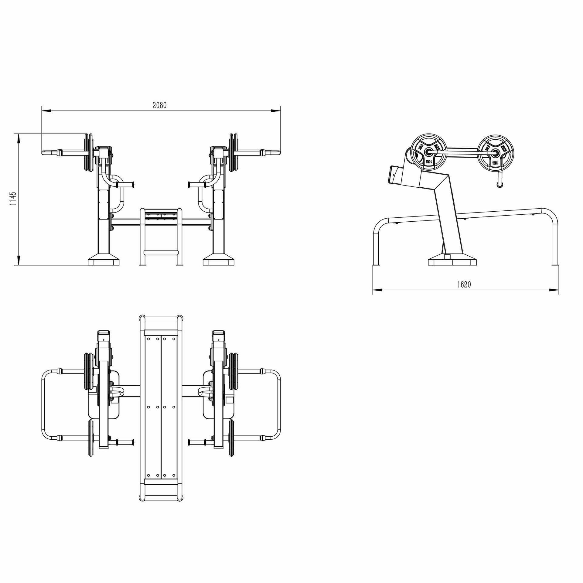 OPTSTR-009 OPTIFIT STRIVE OUTDOOR PLATE LOADED BENCH PRESS DIMENSIONS OPTSTR-009 OPTIFIT STRIVE OUTDOOR PLATE LOADED BENCH PRESS DIMENSIONS