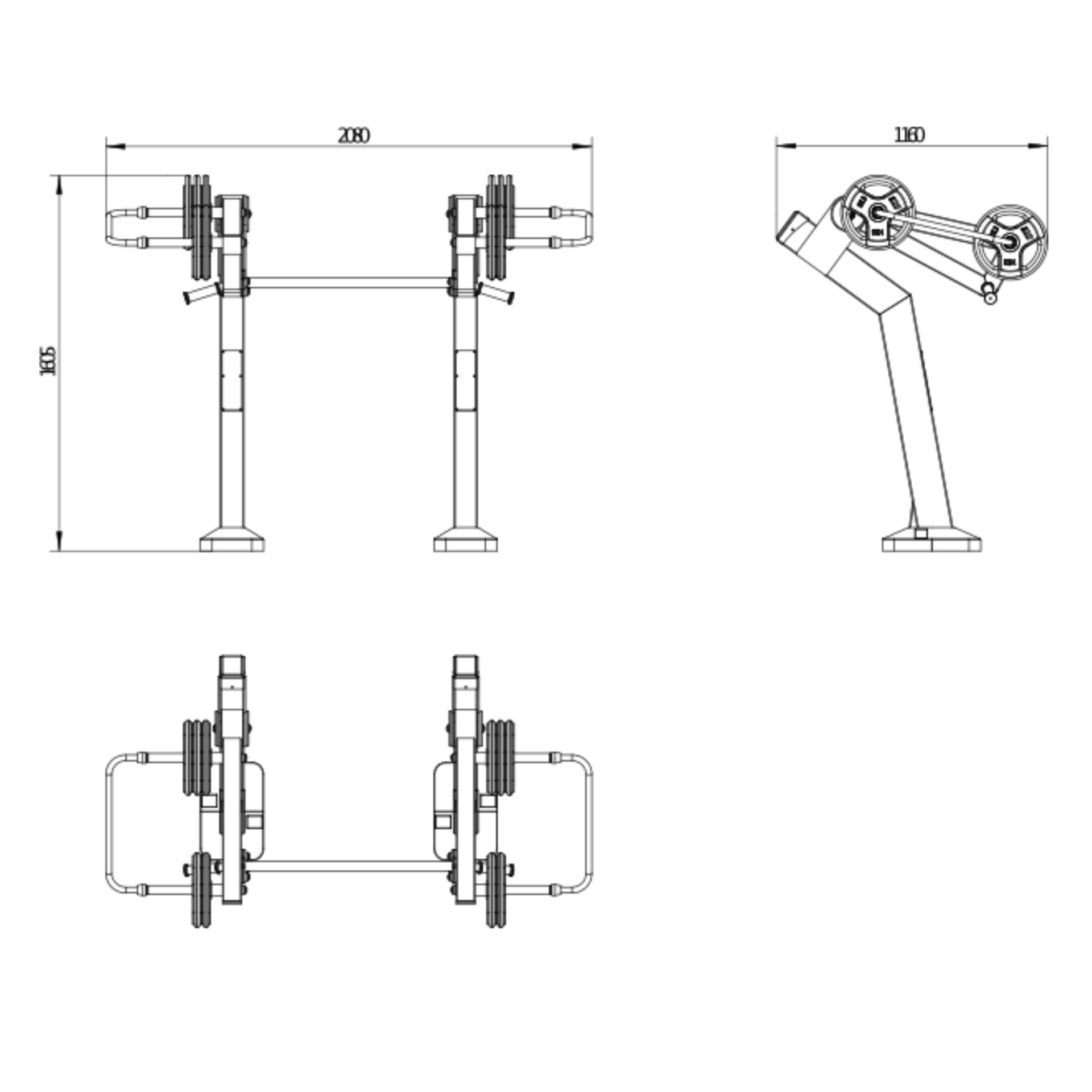 OPTSTR-001 OPTIFIT STRIVE OUTDOOR VARIABLE LOAD SQUAT DIMENSIONS