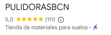 Valoraciones y opiniones de clientes de Pulidoras BCN en Google Maps.