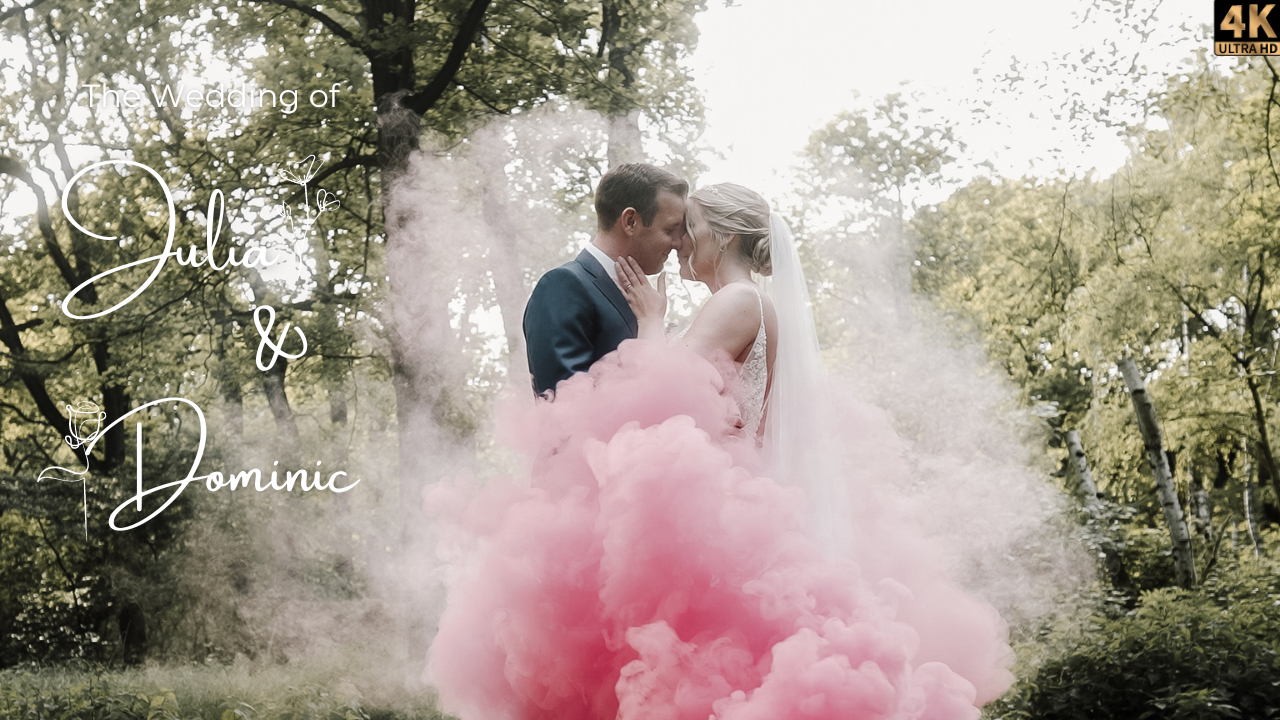 Romantisches Hochzeitsvideo - Hochzeitspaar eingehüllt von Bengalos in Marl-Sickingmühle- Eventlocation