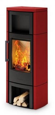 Kaminofen Miro 6 Kaminofen Miro 6 mit roter Keramikverkleidung