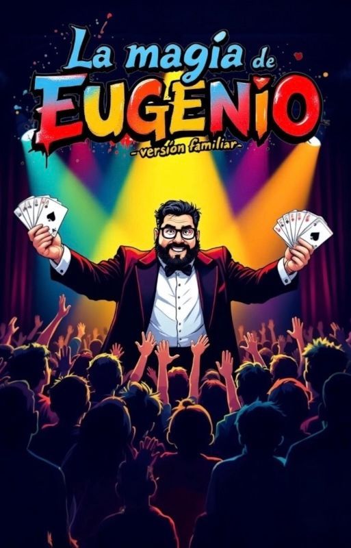 Cartel a todo color del espectáculo familiar de magia de La Magia de Eugenio