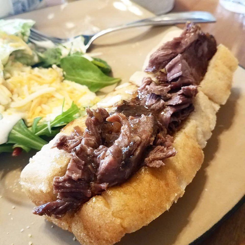 French Dip Sandwich on our NE Hot Dog Bun