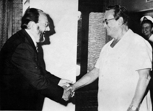 Tito et Anté Topic Mimara sur une île de l'archipel de Brioni au large de l'Istrie à la fin des années 1960