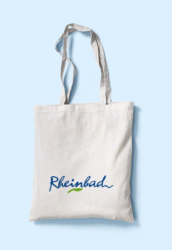 Rheinbad Tasche Weißer Stoffbeutel mit Aufdruck des Rheinbadlogos