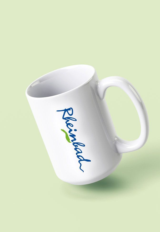 Rheinbad Tasse Weiße Tasse mit Aufdruck des Rheinbadlogos