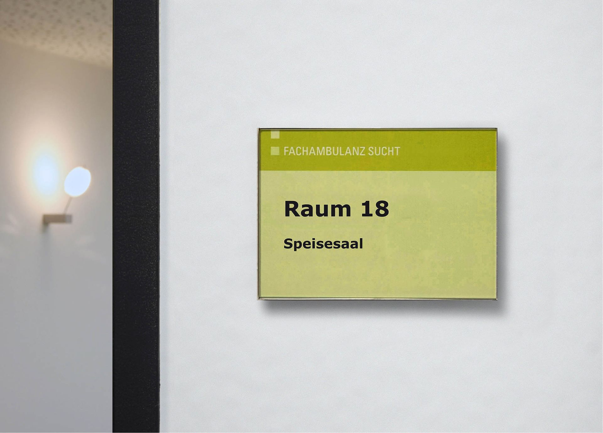 Türschild Speisesaal Türschild Speisesaal in der Fachambulanz Sucht Bonn