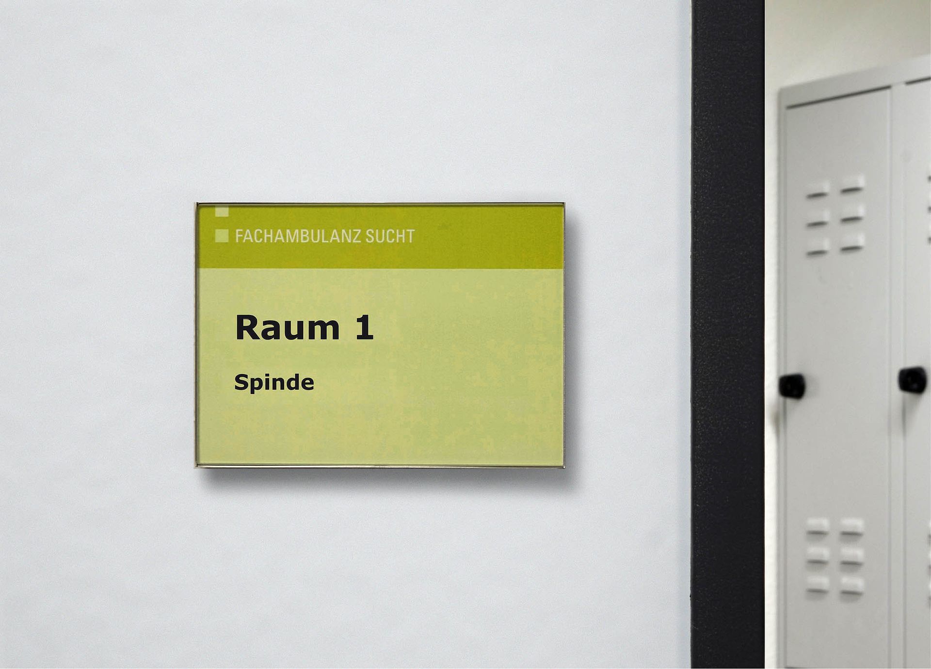 Türschild Spinde Türschild für Spinde in der Fachambulanz Sucht Bonn