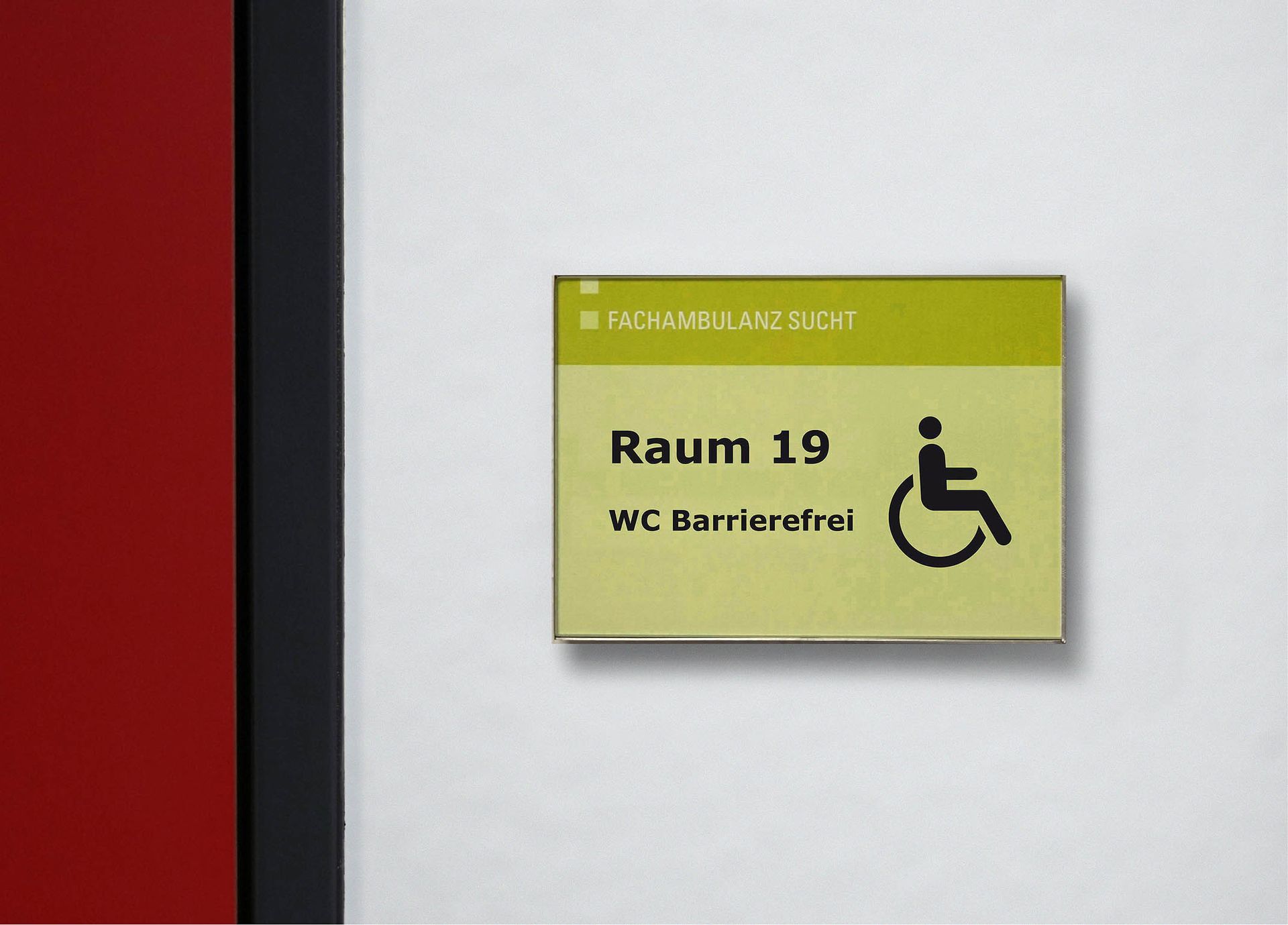 Türschild Behinderten WC Türschild Behinderten WC in der Fachambulanz Sucht Bonn