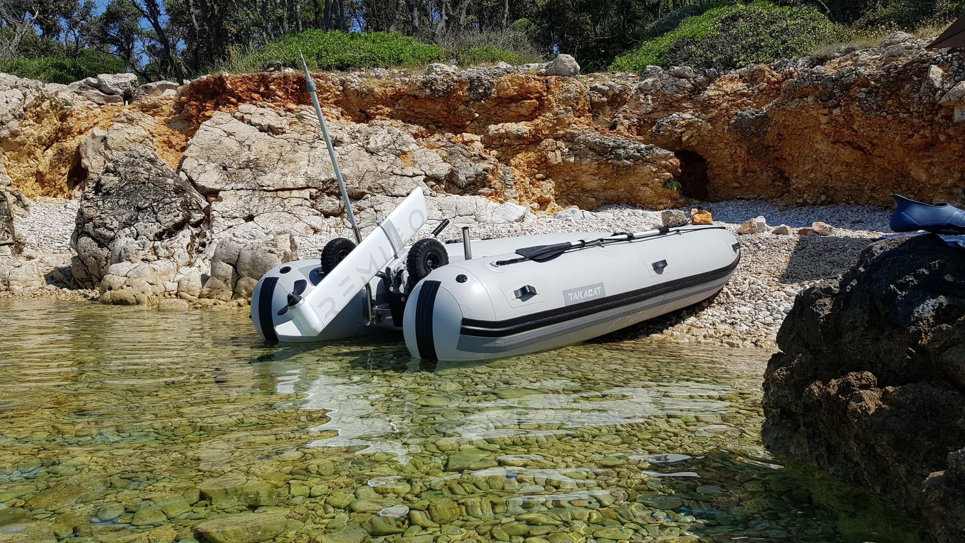 The catamaran inflatable boats from Takacat are ideal for divers, camping, caravans and motorhomes