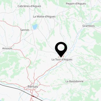 Carte de La Tour d'Aigues, villes et villages aux alentours (Pertuis, Ansouis, La Bastidonne, ...)